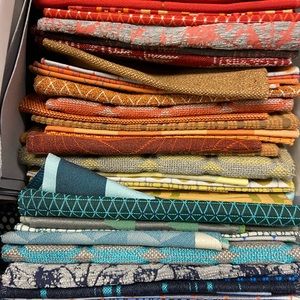 Bundle of assorted fabric swatch samples